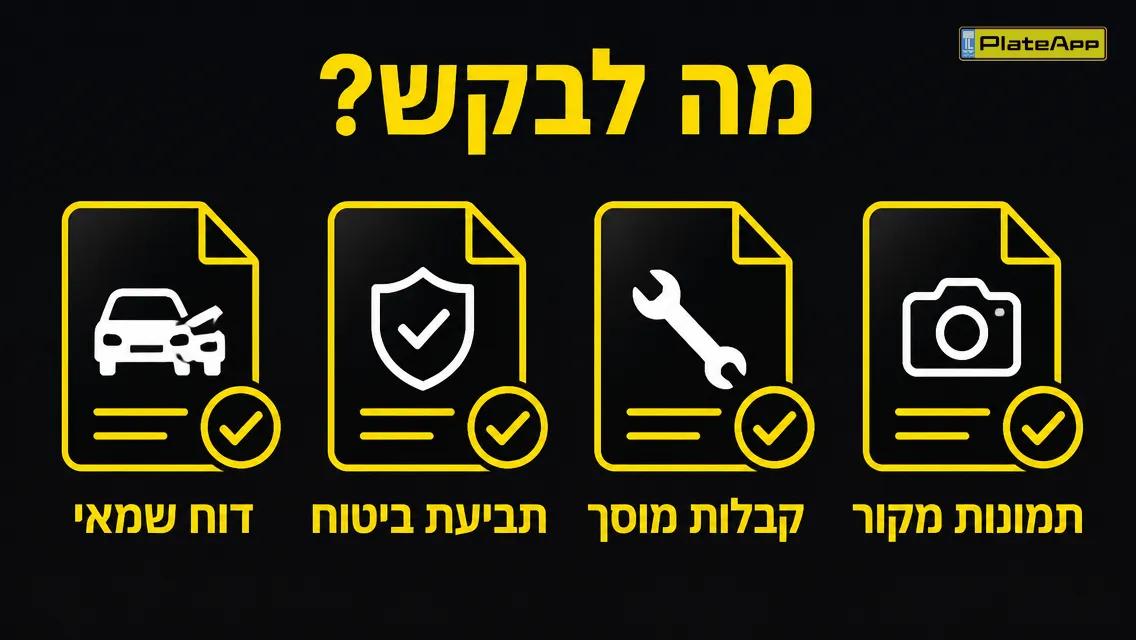 מסמכים שכדאי לבקש: דוח שמאי, תביעת ביטוח, קבלות ותמונות מקור