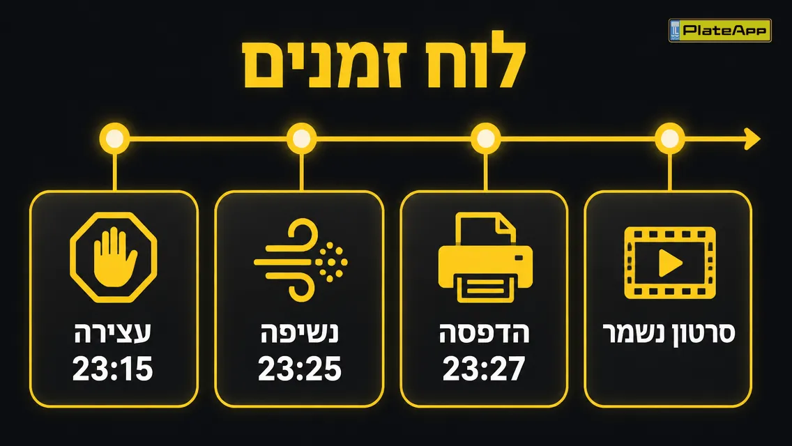 ציר זמן קצר של עצירה, נשיפה, הדפסה ושמירת סרטון
